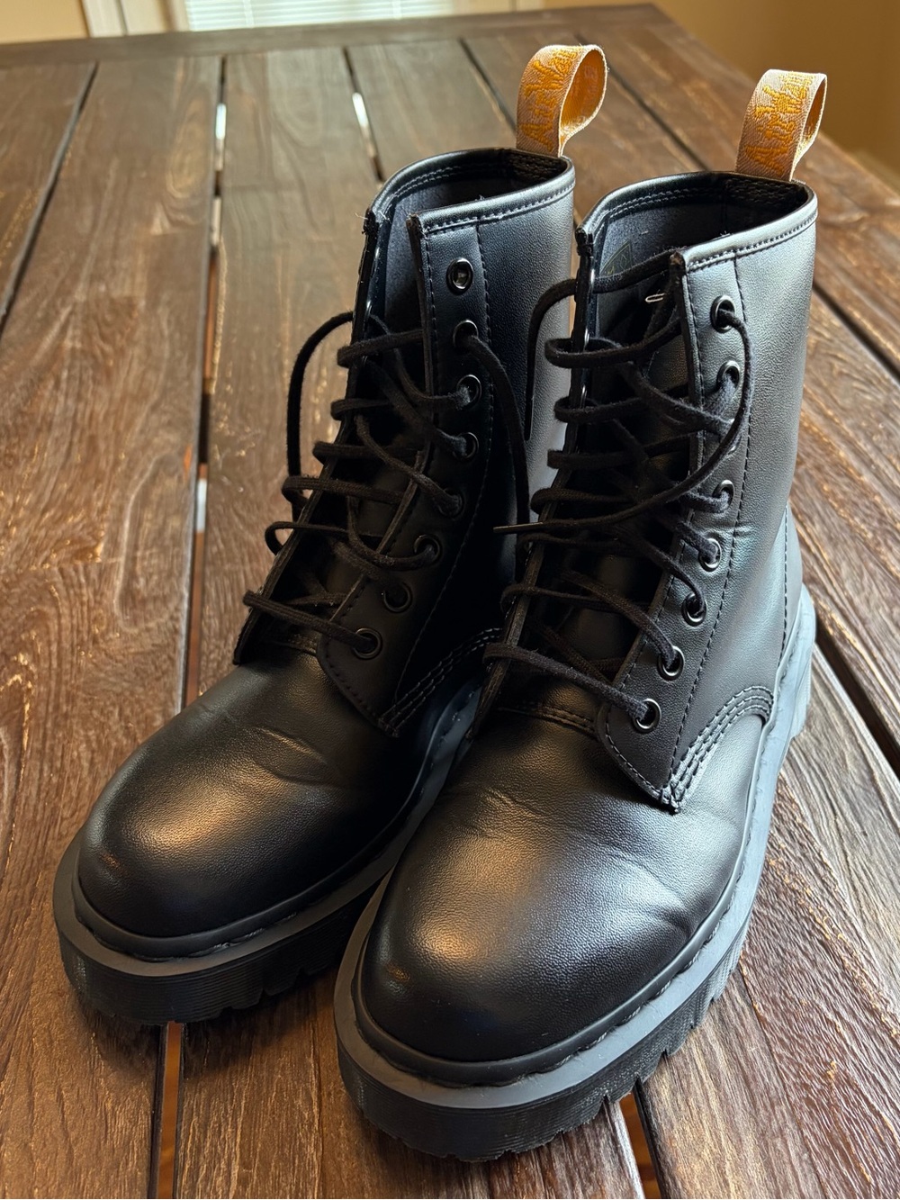 Dr Martens 1460 Bex Mono Vegan All Black Combat Boots Mens 5 Womens 6 27032